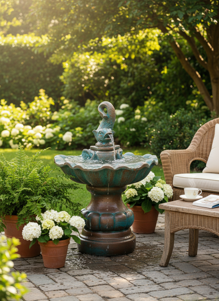 Fontanna muszla z rybką - obrazek 5