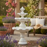 Fontanna trzypoziomowa z lilią