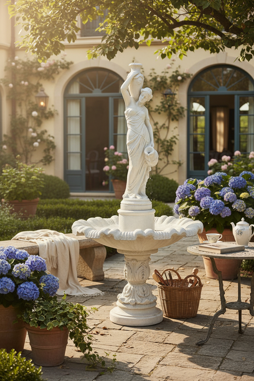 Fontanna jednopoziomowa z dziewczyną