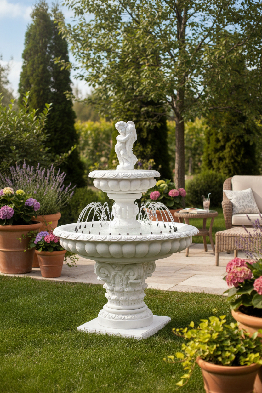 Fontanna grecka (chłopiec z rybką) z ringiem