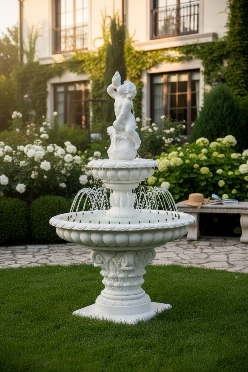 Fontanna grecka(chłopiec z muszlą) z ringiem